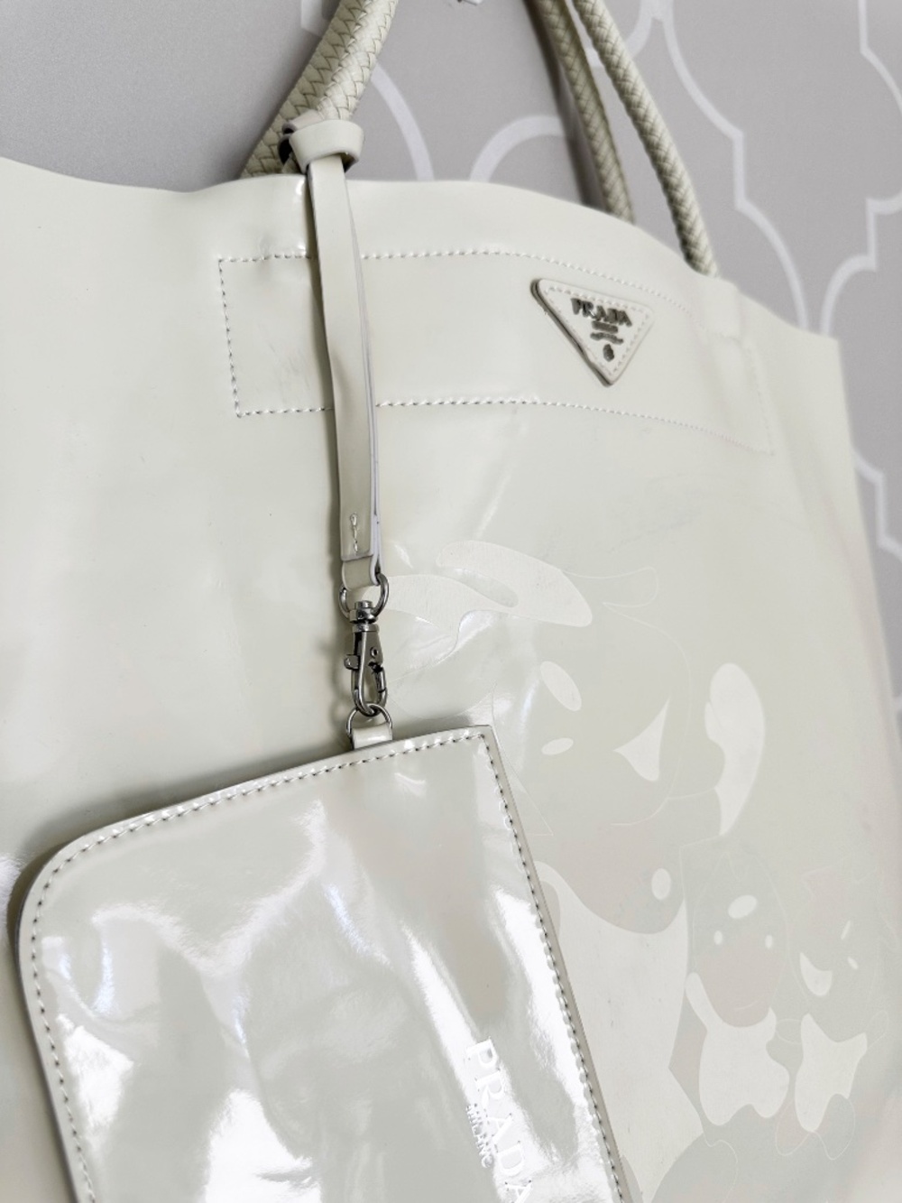 PRADA BAULETTO BR3107 RAME VIT. DAINO PRINT TOTE — NEW/UNUSED — ITALY - Picture 6 of 15
